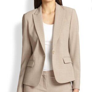 Theory Tan Stretch Wool Suit: Gabe N Jacket sz 6, Testra 2B Pant sz 4